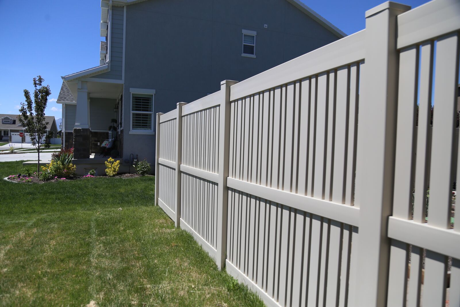 Tan vinyl semi-privacy fence project